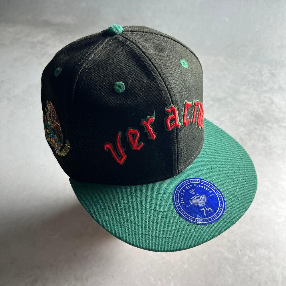 Veracruz Mexico NLB Black Ebbets Field Flannels Baseball Fitted Hat 7 3/8 NWT